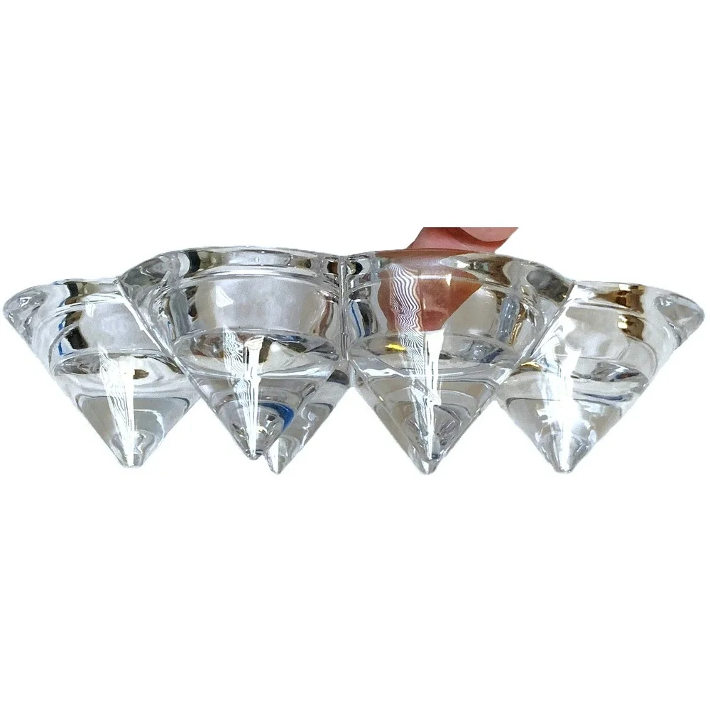 Swedish Design 3pc Console Set Crystal Glass Icicle 3, 6 cup Candle Holders READ